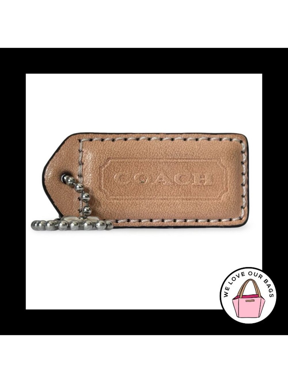 COACH Y2K VINTAGE Hang Tag 2" Natural Brown & Cherry Red Leather Bag Charm Fob